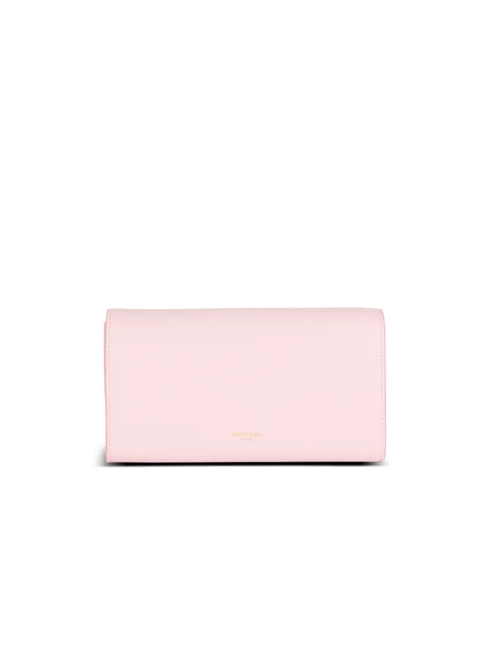 Emblegraveme Grained Calfskin Clutch Pink Women Balmain Small Leather Goods