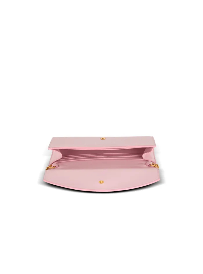 Emblegraveme Grained Calfskin Clutch Pink Women Balmain Small Leather Goods