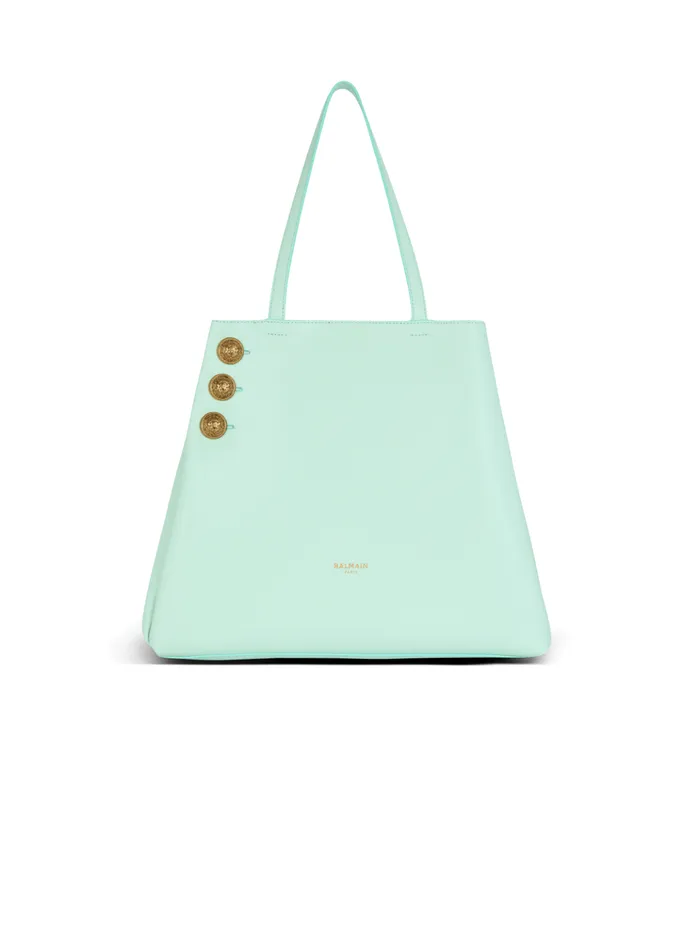 Emblegraveme Grained Calfskin Tote Bag Blue Women Balmain Tote Bags