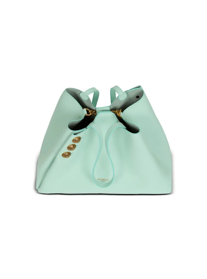 Emblegraveme Grained Calfskin Tote Bag Blue Women Balmain Tote Bags