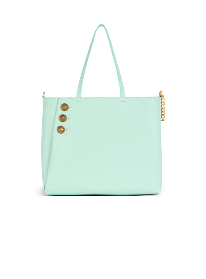 Emblegraveme Grained Calfskin Tote Bag Blue Women Balmain Tote Bags