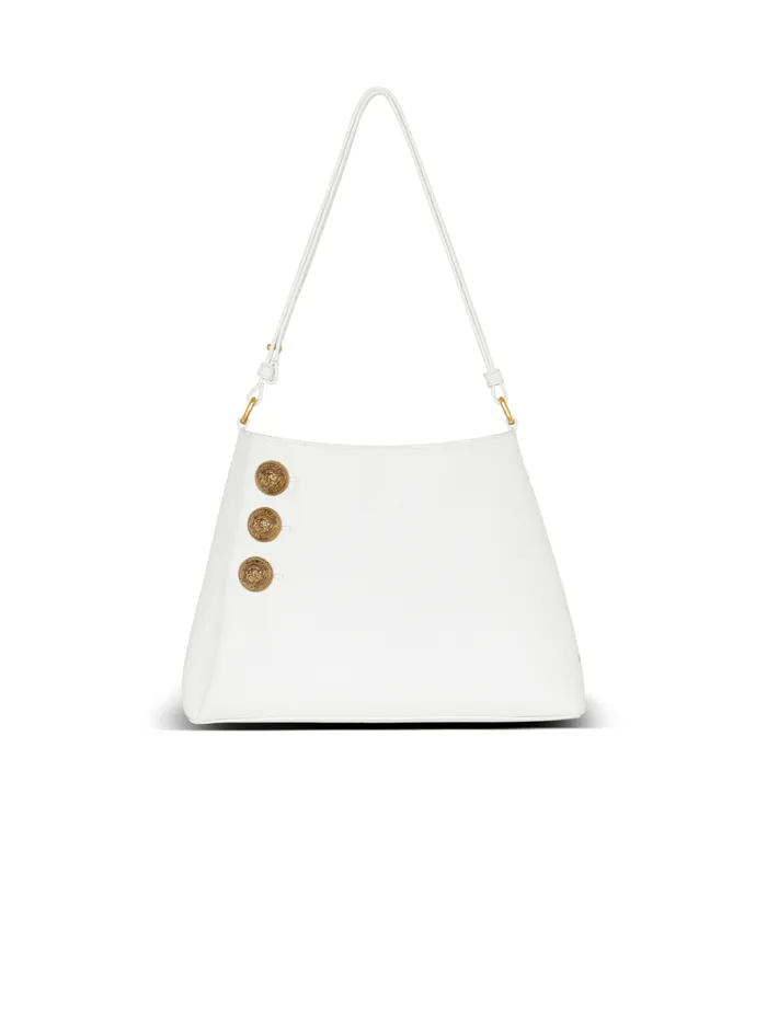 Emblegraveme Shoulder Bag In Grained Calfskin White Women Balmain Shoulder Bags