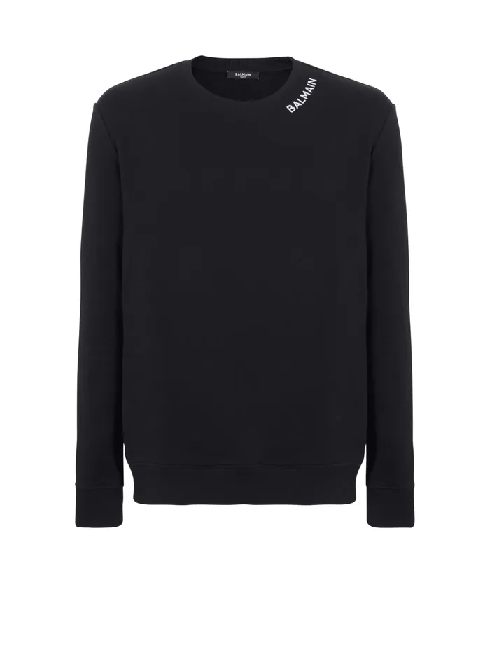 Embroidered Sweater Black Men Balmain Sweatshirts