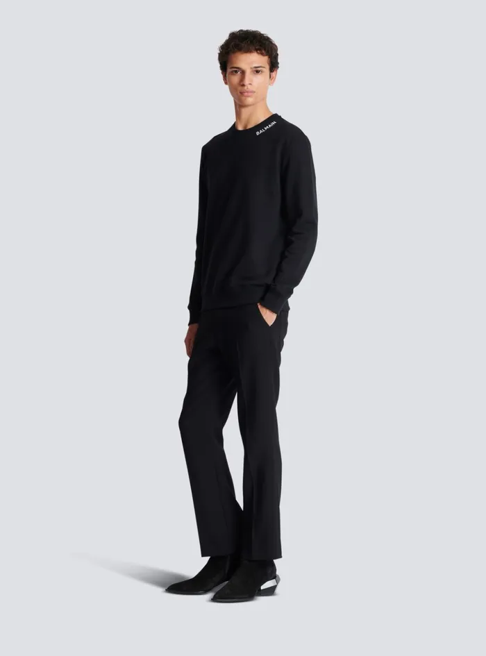 Embroidered Sweater Black Men Balmain Sweatshirts