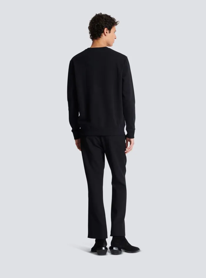 Embroidered Sweater Black Men Balmain Sweatshirts