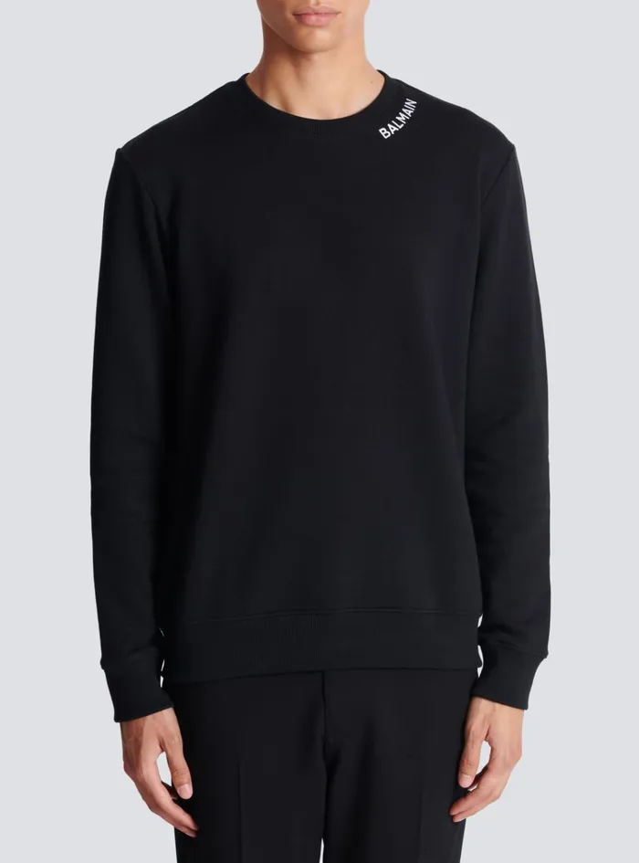 Embroidered Sweater Black Men Balmain Sweatshirts
