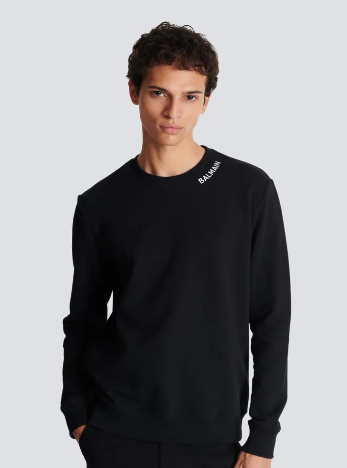 Embroidered Sweater Black Men Balmain Sweatshirts