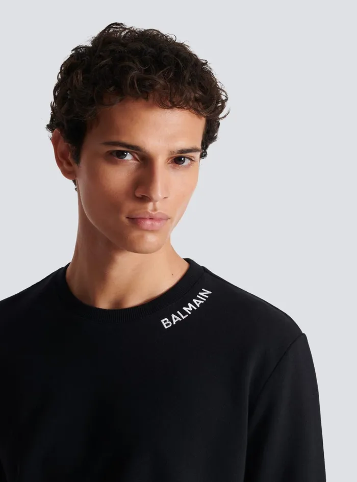 Embroidered Sweater Black Men Balmain Sweatshirts