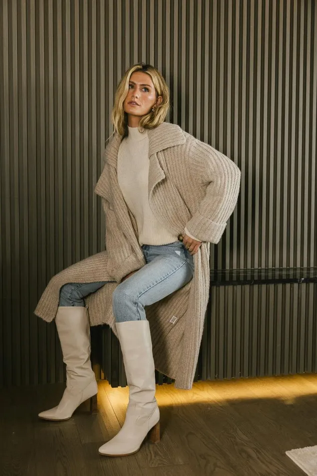 Emily Long Cardigan In Beige Beige Women Bohme Outerwear