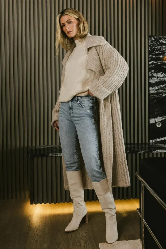 Emily Long Cardigan In Beige Beige Women Bohme Outerwear