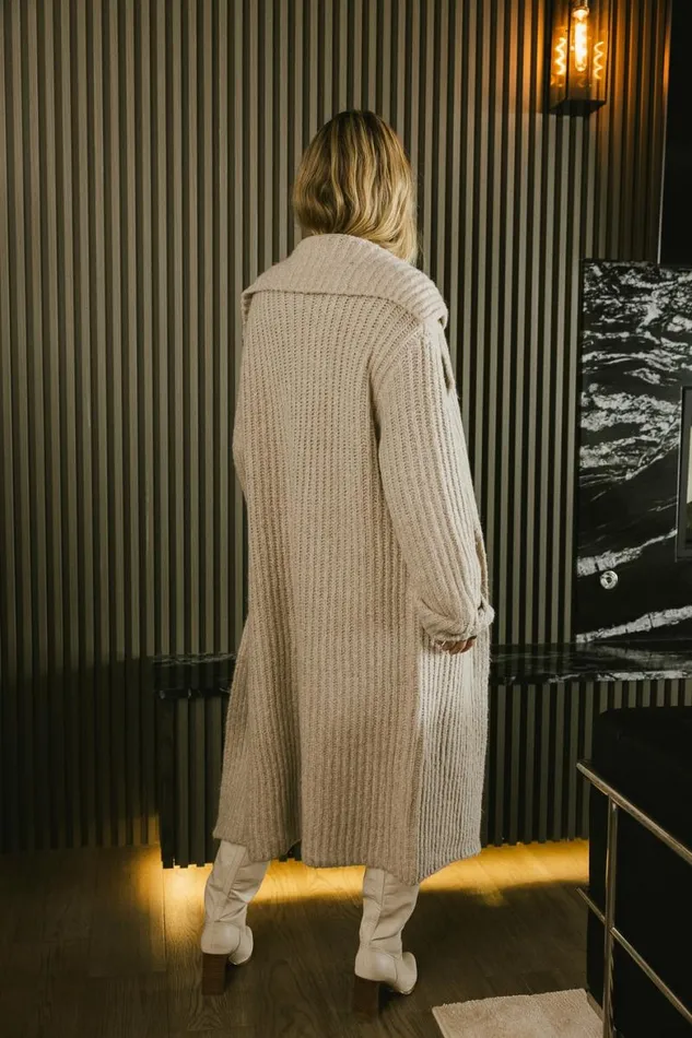 Emily Long Cardigan In Beige Beige Women Bohme Outerwear