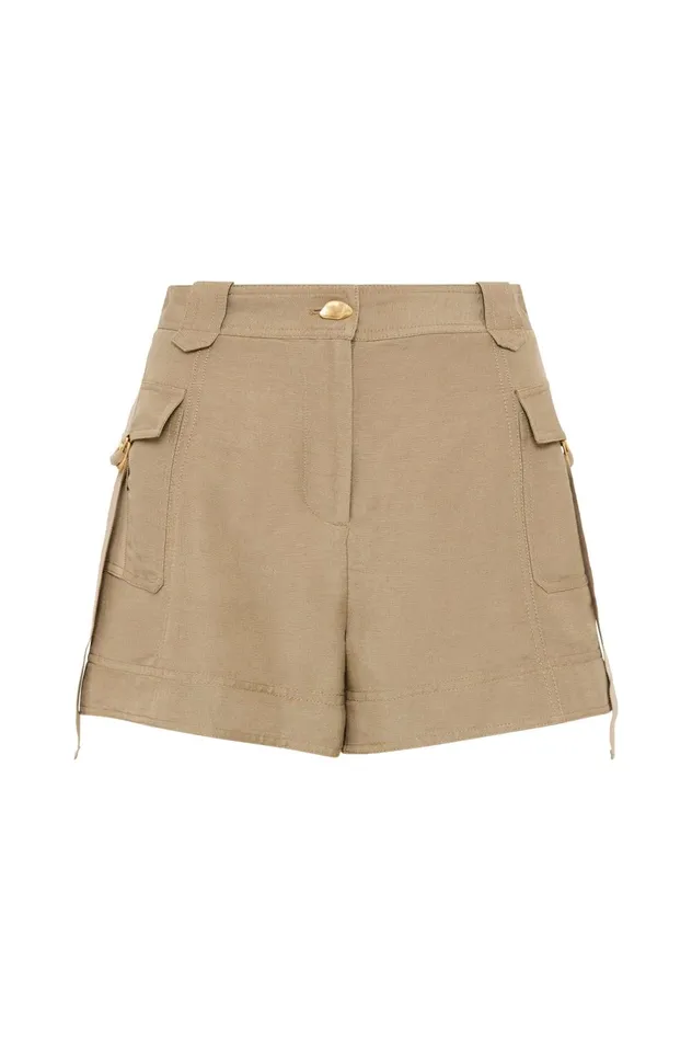 Escapade Ribbon Utility Short Desert Khaki Women Aje Shorts