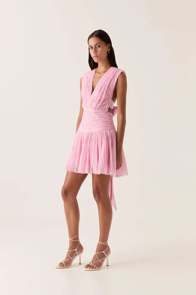 Escapist Mini Dress Flash Pink Women Aje Pink Dresses