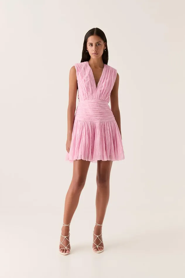 Escapist Mini Dress Flash Pink Women Aje Pink Dresses