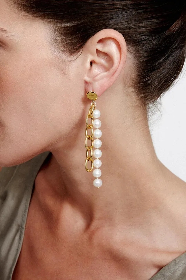 Esme Chain Earrings White Pearl Women Chan Luu Earrings
