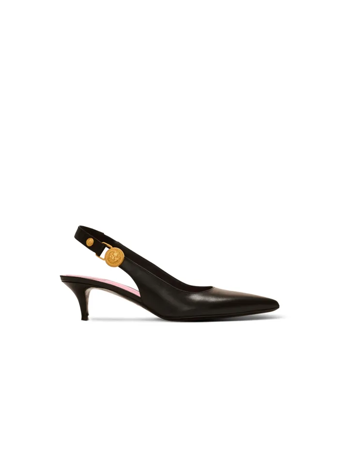 Eva Kitten Slingbacks In Calfskin Black Women Balmain High Heels and Pumps