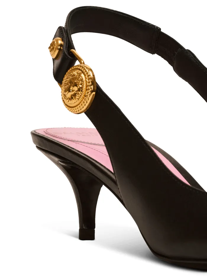Eva Kitten Slingbacks In Calfskin Black Women Balmain High Heels and Pumps