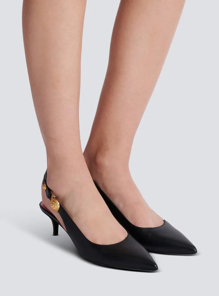 Eva Kitten Slingbacks In Calfskin Black Women Balmain High Heels and Pumps