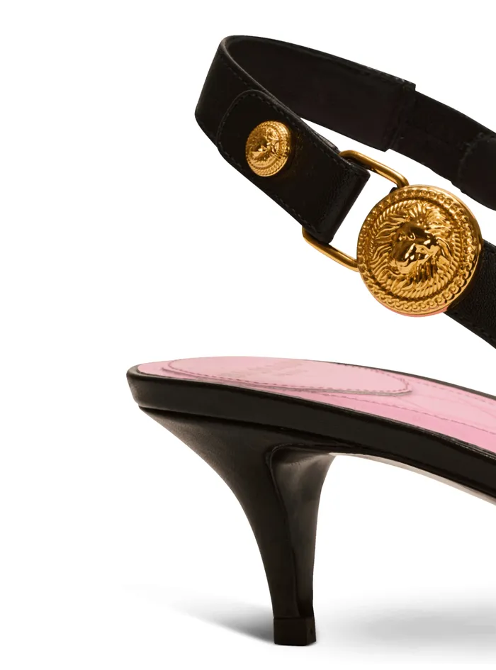 Eva Kitten Slingbacks In Calfskin Black Women Balmain High Heels and Pumps
