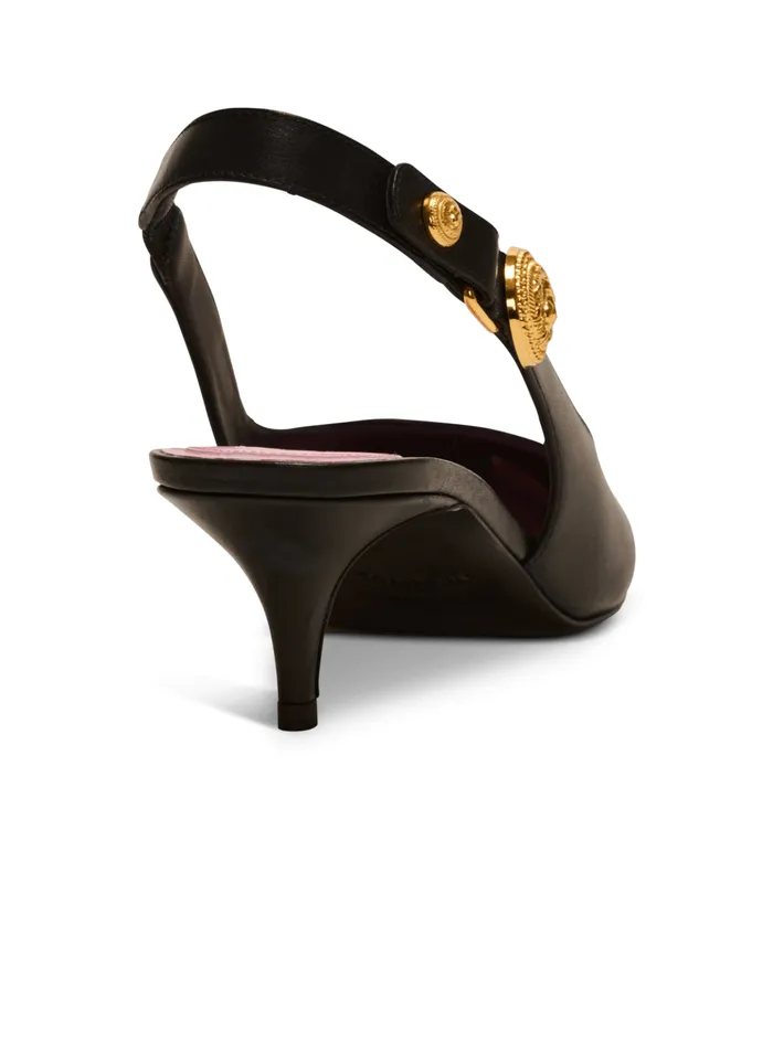 Eva Kitten Slingbacks In Calfskin Black Women Balmain High Heels and Pumps