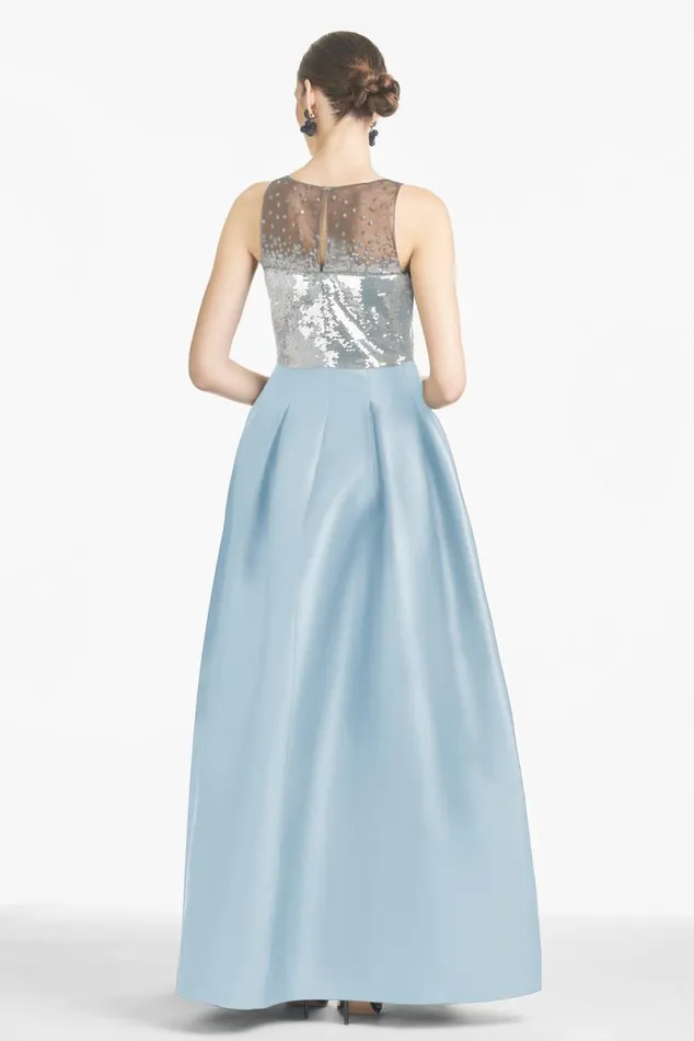 Evening Women Sachin and Babi Erica Gown 8211 SilverAsh Blue