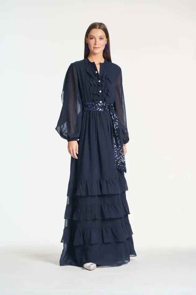 Evening Women Sachin and Babi Venus Gown 8211 Midnight