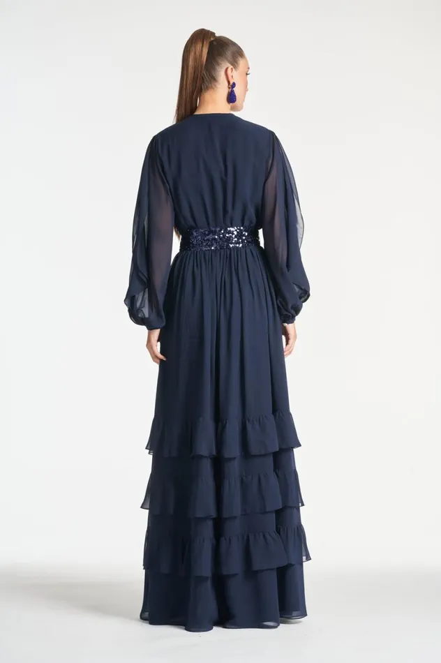 Evening Women Sachin and Babi Venus Gown 8211 Midnight
