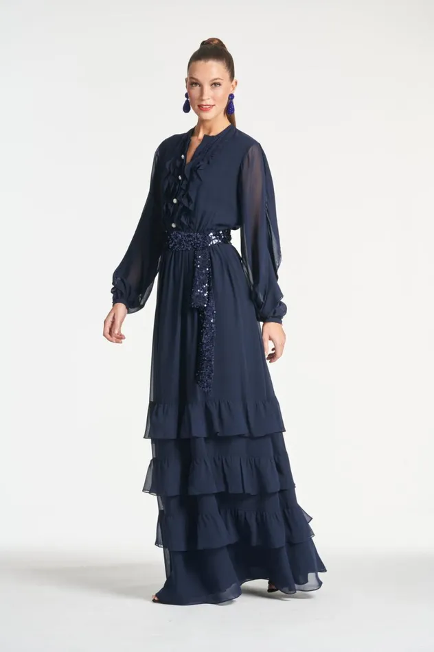 Evening Women Sachin and Babi Venus Gown 8211 Midnight