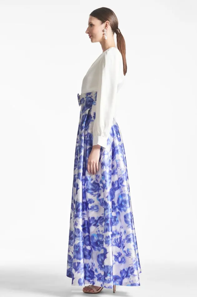 Evening Women Sachin and Babi Zoe Gown 8211 Off WhiteAzure Watercolor