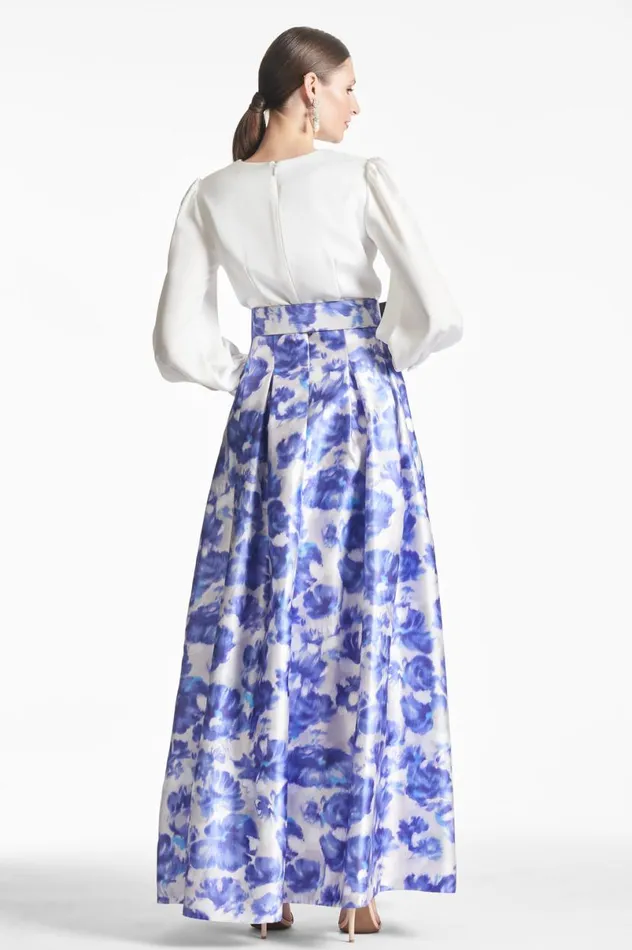Evening Women Sachin and Babi Zoe Gown 8211 Off WhiteAzure Watercolor
