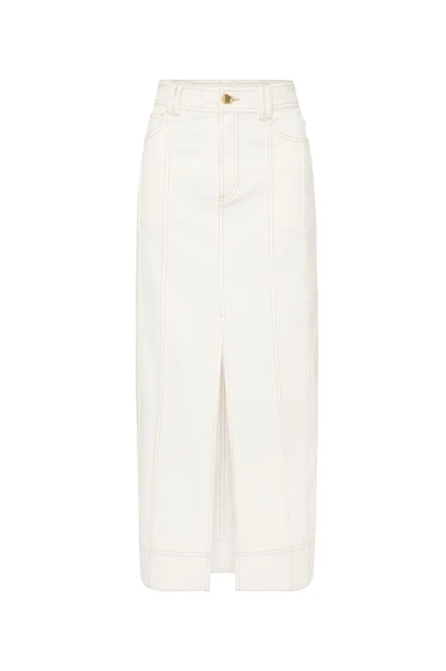 Farley Denim Midi Skirt White Women Aje Denim