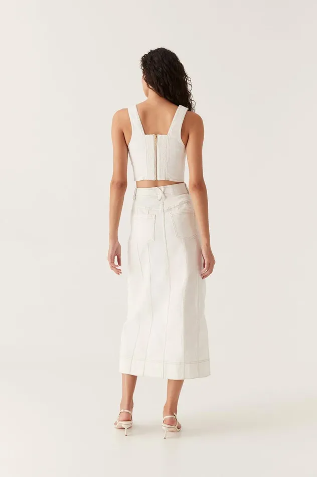 Farley Denim Midi Skirt White Women Aje Denim