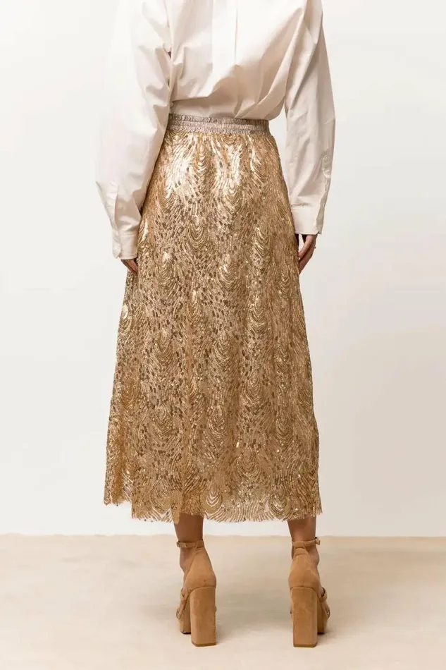 Faye Sequin Skirt In Gold Gold Women Bohme Skirts