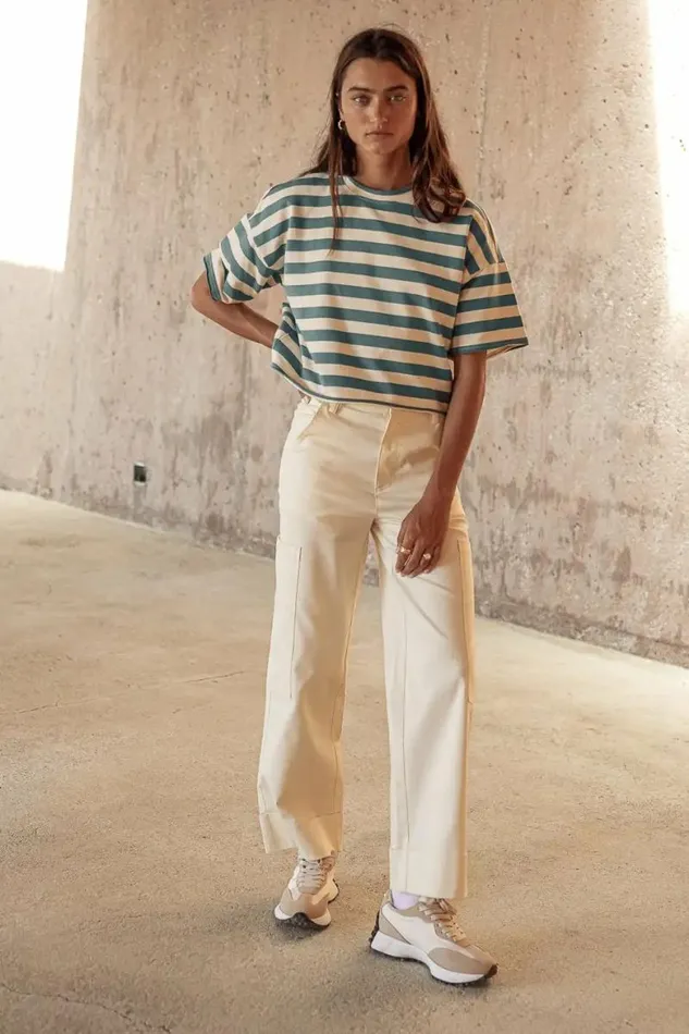 Felix Striped Top In Teal Teal Women Bohme Tees and Tanks