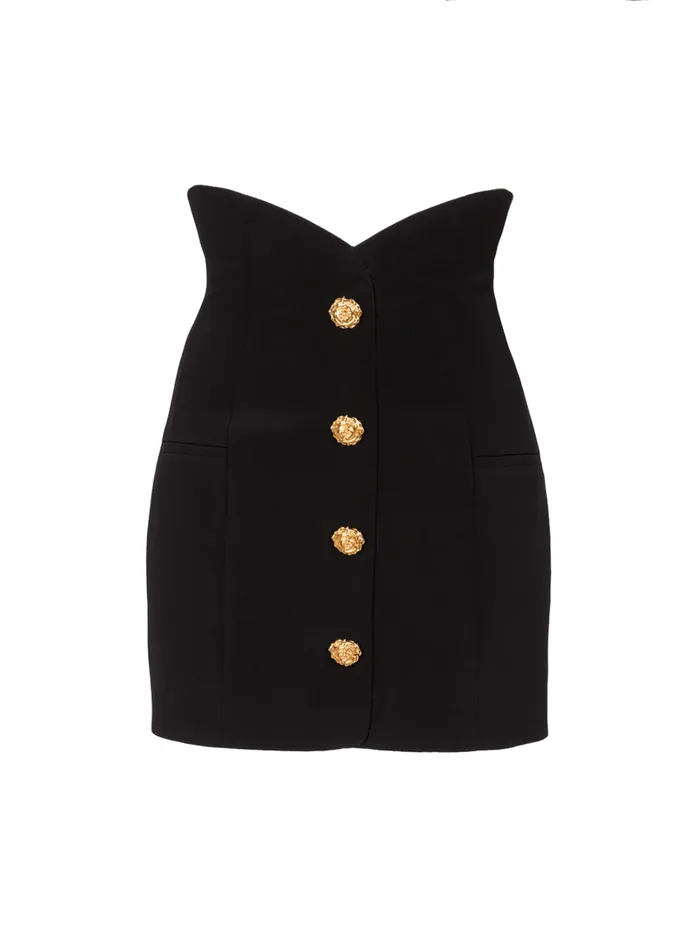 Flared Double Crepe Tulip Skirt Black Women Balmain Skirts