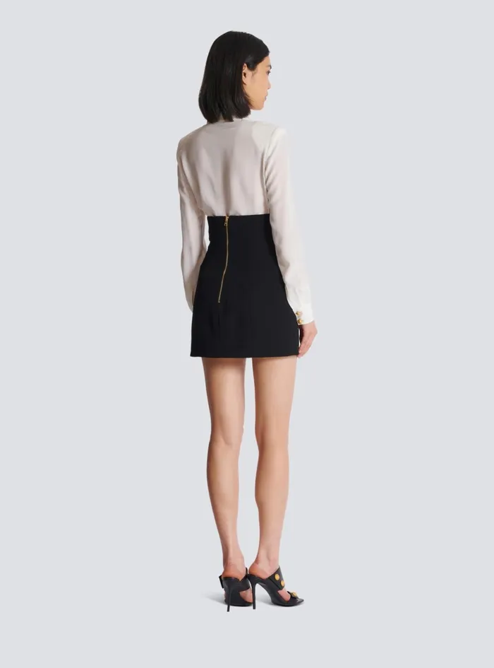 Flared Double Crepe Tulip Skirt Black Women Balmain Skirts