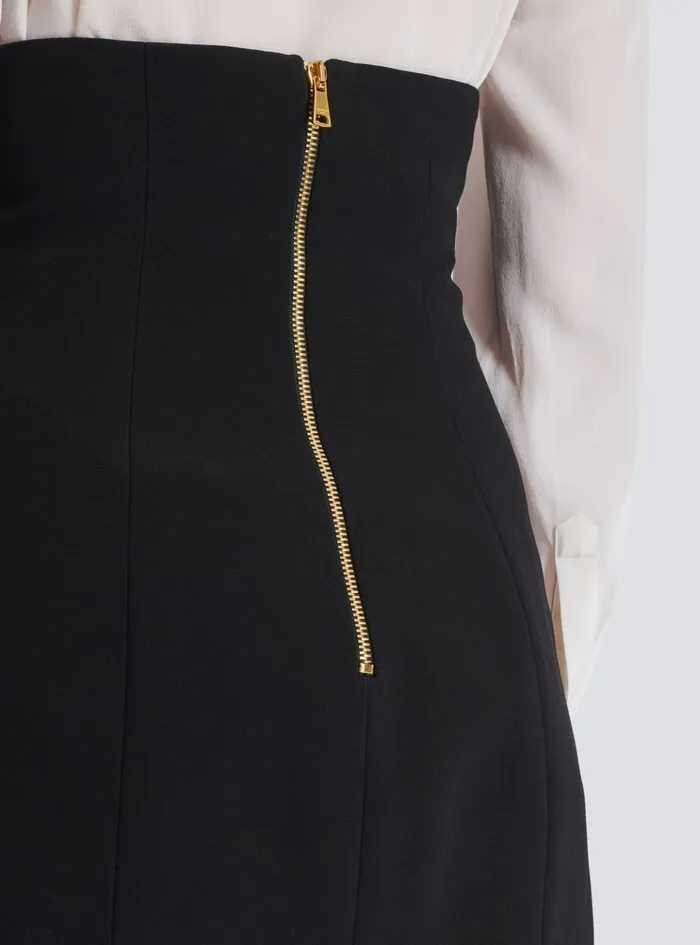 Flared Double Crepe Tulip Skirt Black Women Balmain Skirts