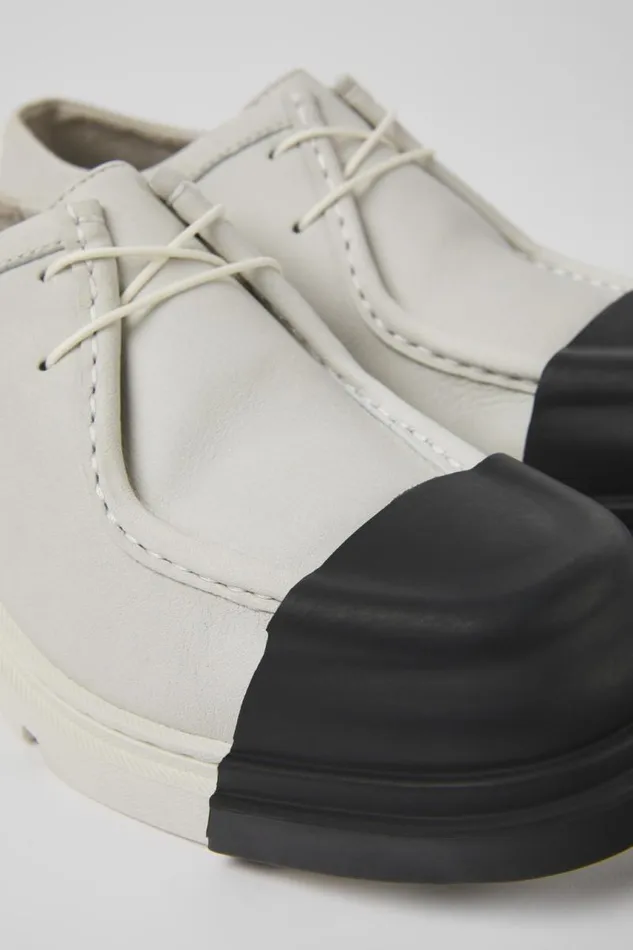 Flat Shoes Women Camper Junction White Nondyed Leather Shoes