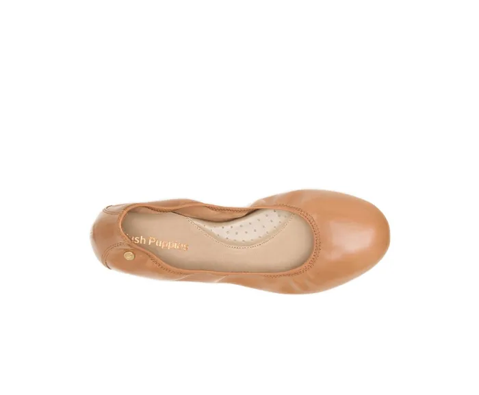 Flats and SlipOns Hush Puppies Women Chaste Ballet Cognac Leather Flats and SlipOns Hush Puppies Women Chaste Ballet Cognac Leather