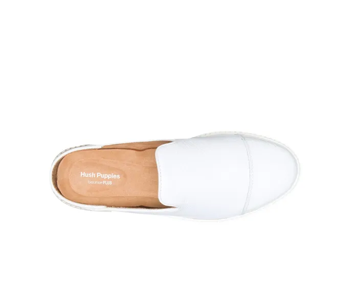 Flats and SlipOns Hush Puppies Women Sabine Mule White Leather