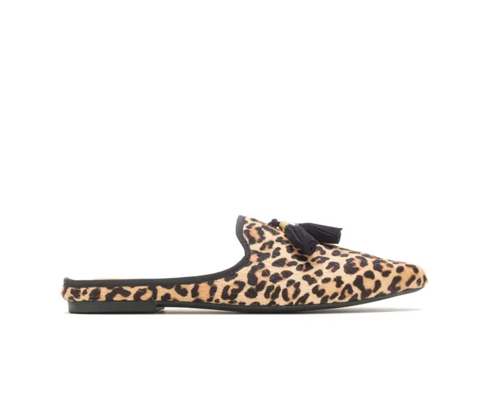 Flats and SlipOns Hush Puppies Women Sadie Tassel Mule Leopard Calf Hair
