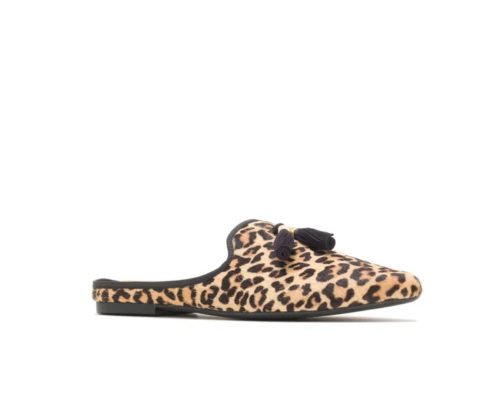 Flats and SlipOns Hush Puppies Women Sadie Tassel Mule Leopard Calf Hair Flats and SlipOns Hush Puppies Women Sadie Tassel Mule Leopard Calf Hair