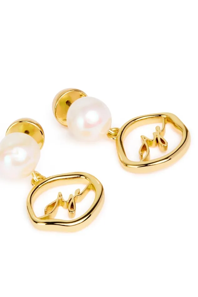 Fleur Pearl Drop Earring Gold Women Aje Jewelry