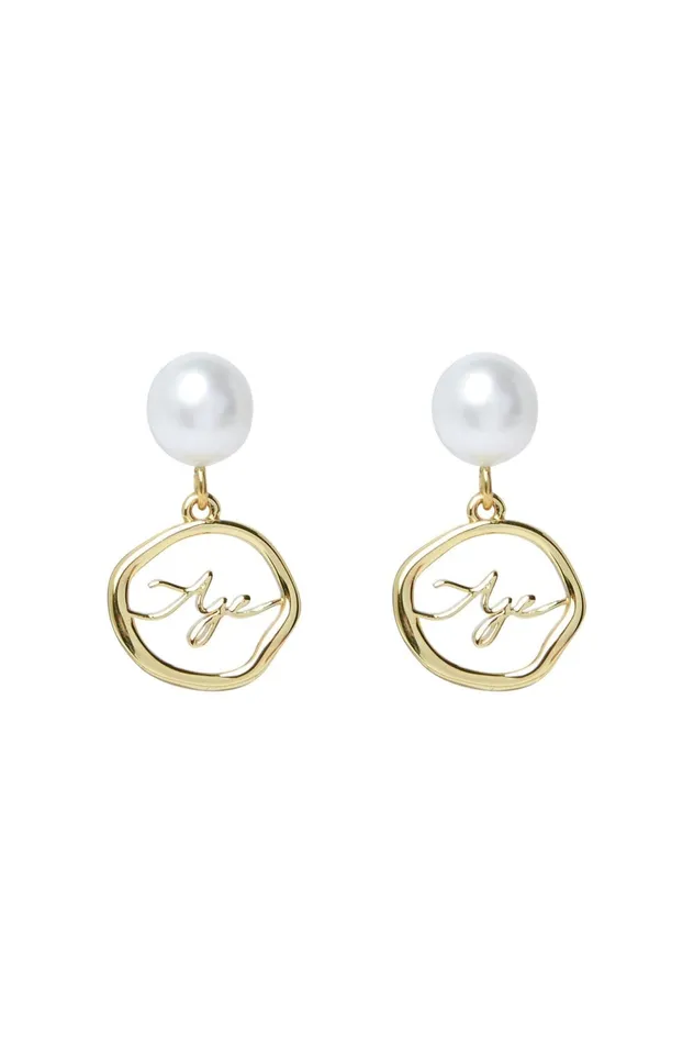 Fleur Pearl Drop Earring Gold Women Aje Jewelry