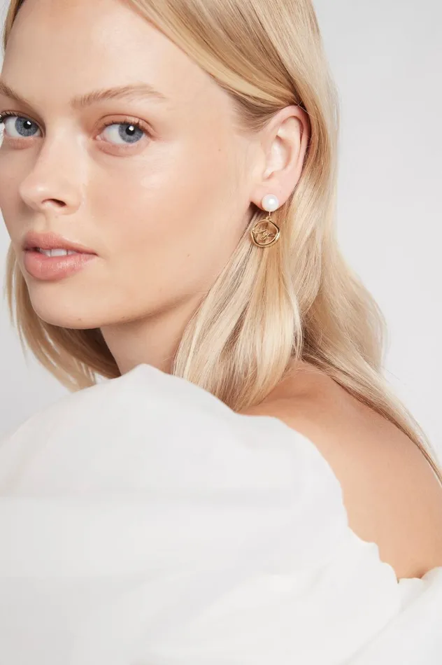 Fleur Pearl Drop Earring Gold Women Aje Jewelry