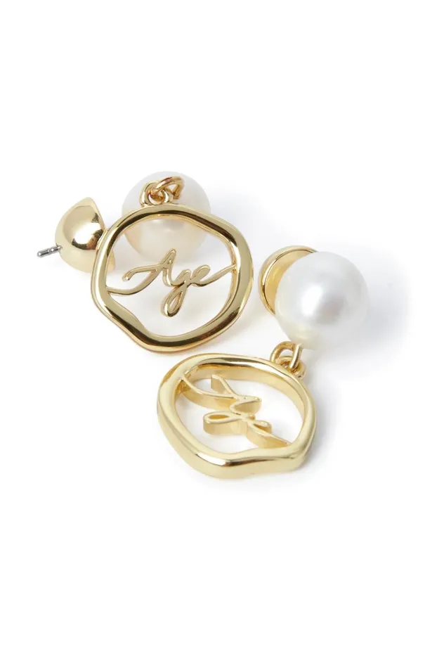 Fleur Pearl Drop Earring Gold Women Aje Jewelry