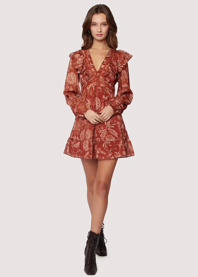 Florencia Mini Dress Rustfloral Women Lost Wander Dresses