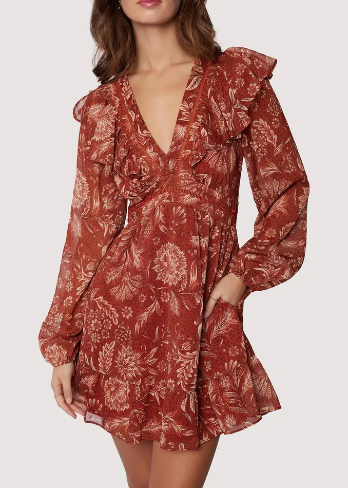 Florencia Mini Dress Rustfloral Women Lost Wander Dresses