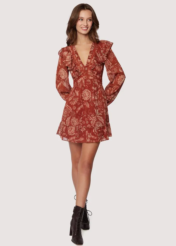 Florencia Mini Dress Rustfloral Women Lost Wander Dresses