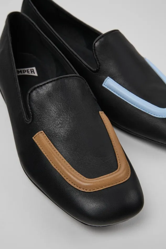 Formal Shoes Women Camper Twins Black Leather Ballerinas